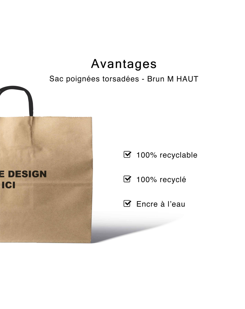 Kraft Bag M Square Black Handles – Your Logo, Front And Center