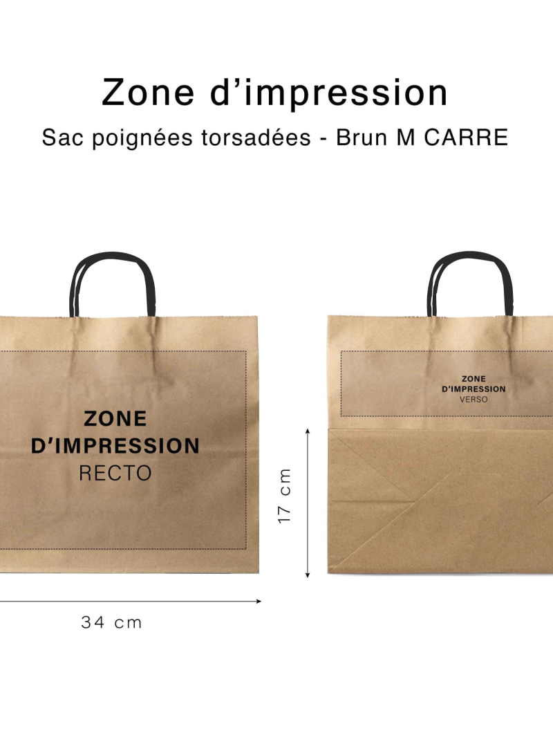Kraft Bag M Square Black Handles – Your Logo, Front And Center
