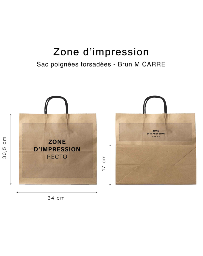 Kraft Bag M Square Black Handles – Your Logo, Front And Center