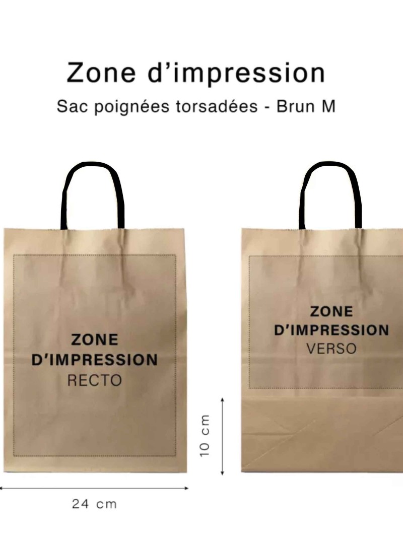 Bolsa kraft M asas negras – Ecológica, personalizable y lista para enviar