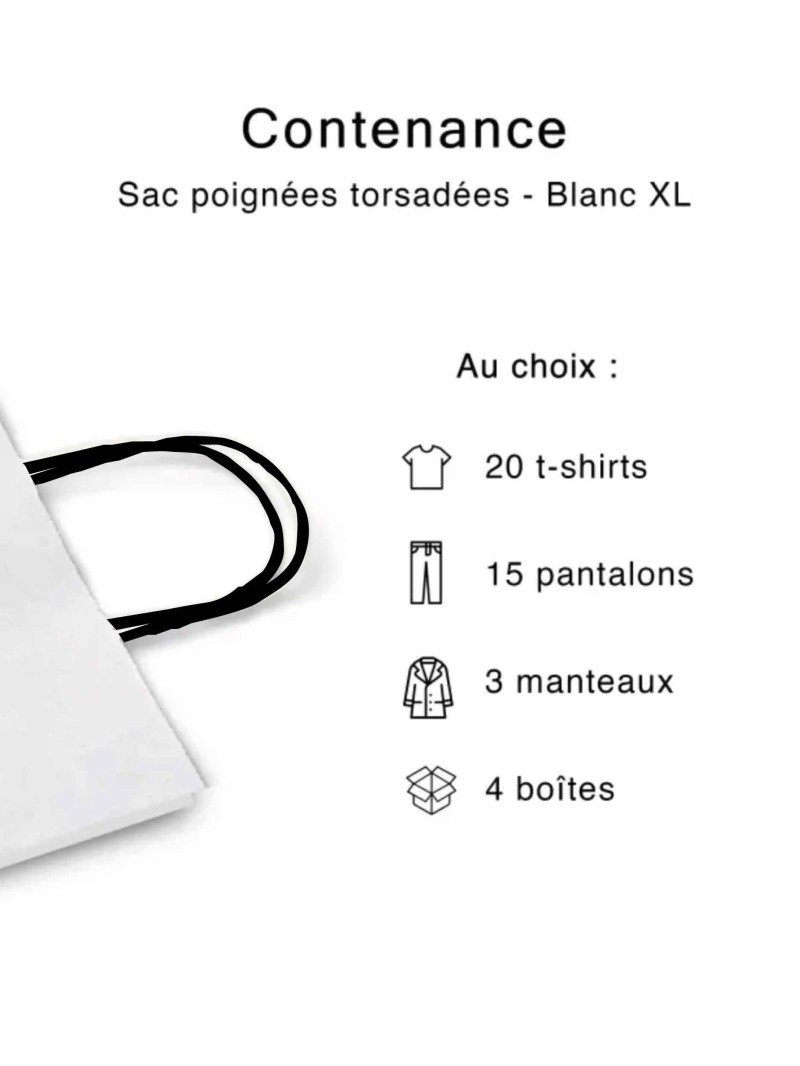 Black twisted handle bags - White XL (50x18x39cm)