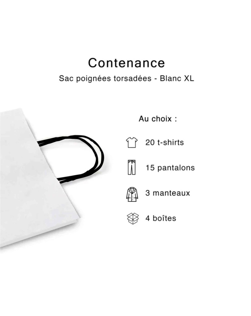 Black twisted handle bags - White XL (50x18x39cm)