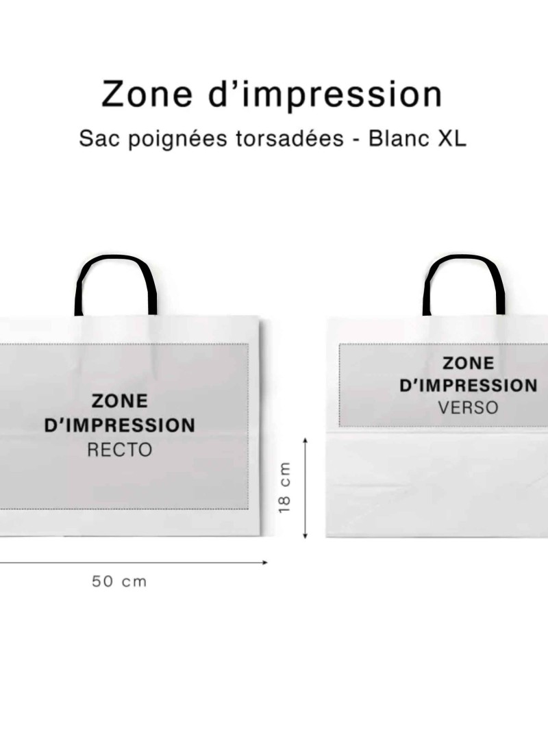 Black twisted handle bags - White XL (50x18x39cm)