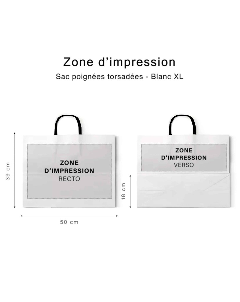Black twisted handle bags - White XL (50x18x39cm)