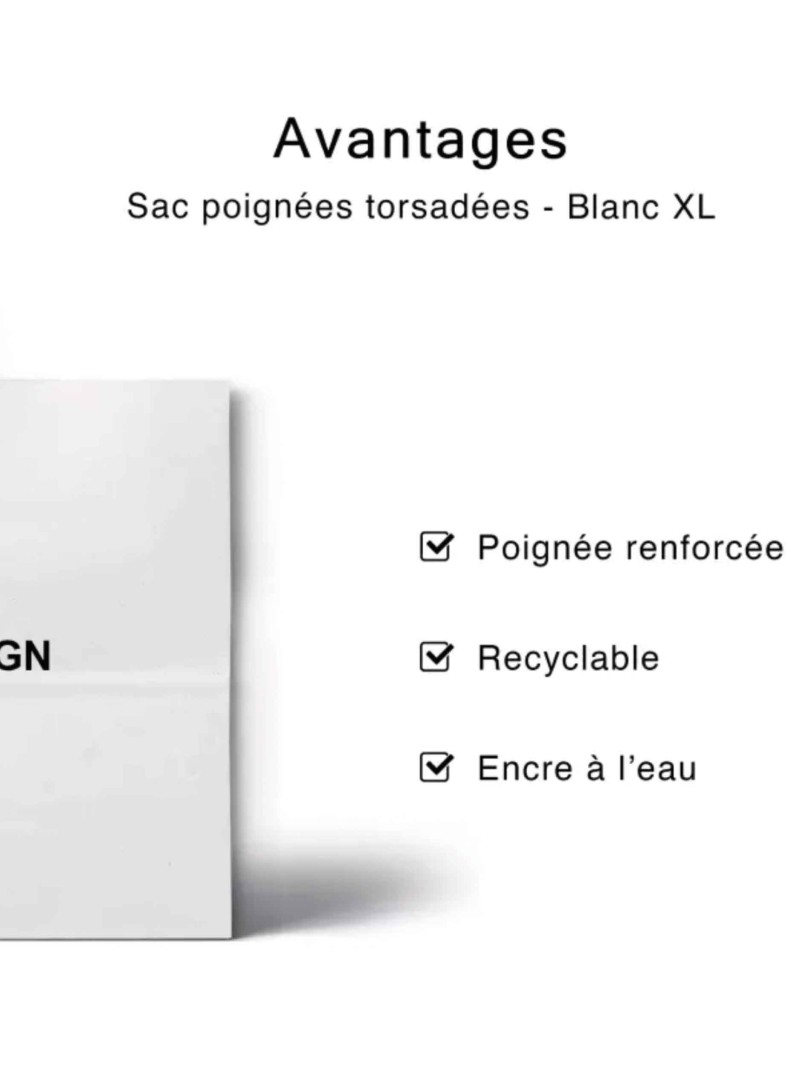 Black twisted handle bags - White XL (50x18x39cm)