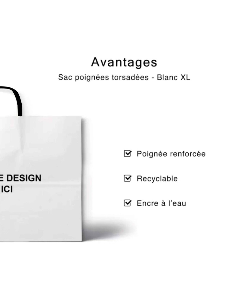 Black twisted handle bags - White XL (50x18x39cm)