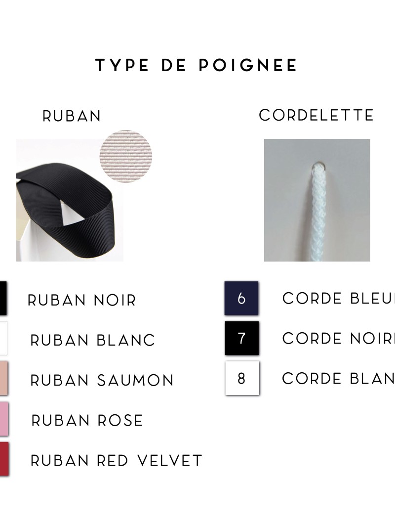 Luxe papieren tas - Handvat Zwart Lint - Wit M