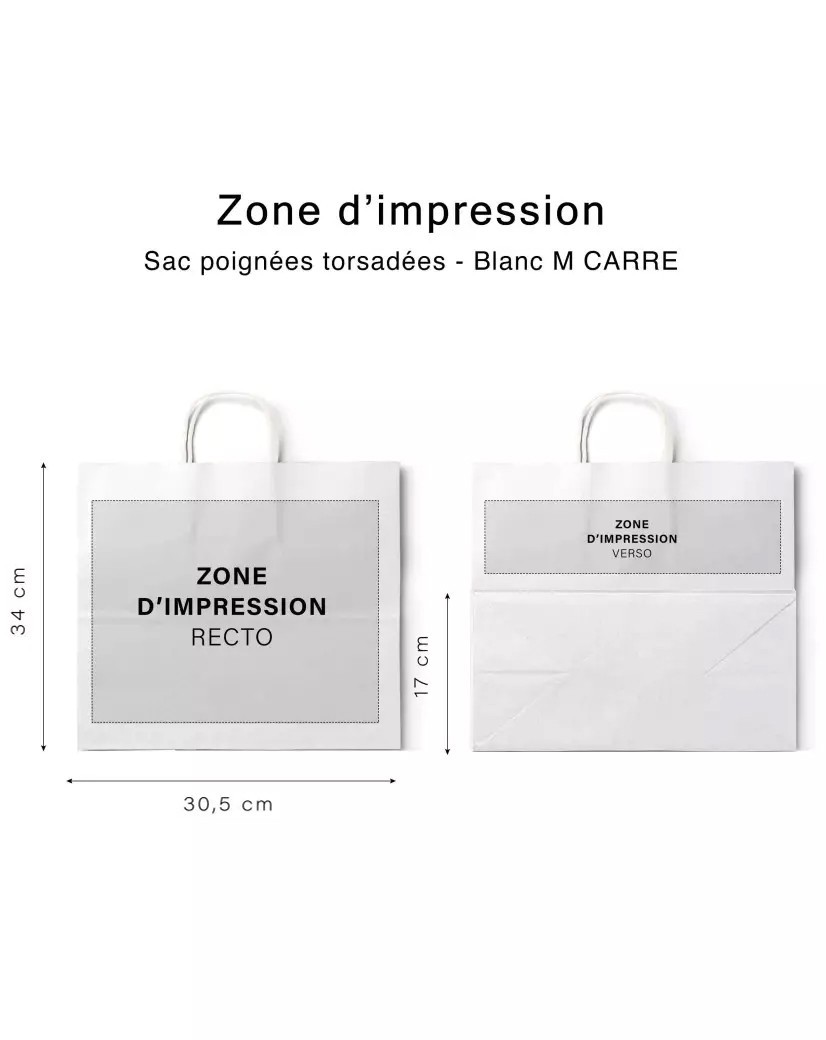 Black twisted handle bags - White M SQUARE (30,5x17x34cm)