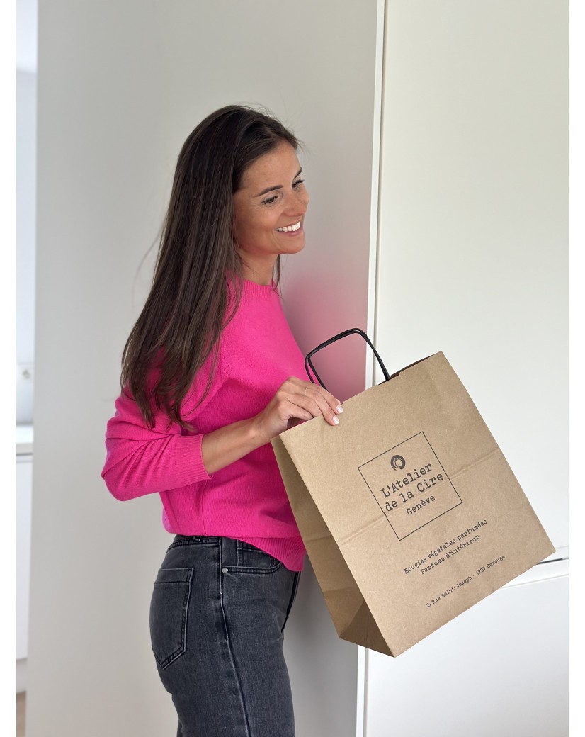 Sac Kraft M Carré Poignées Noires – Votre Logo Au Carré