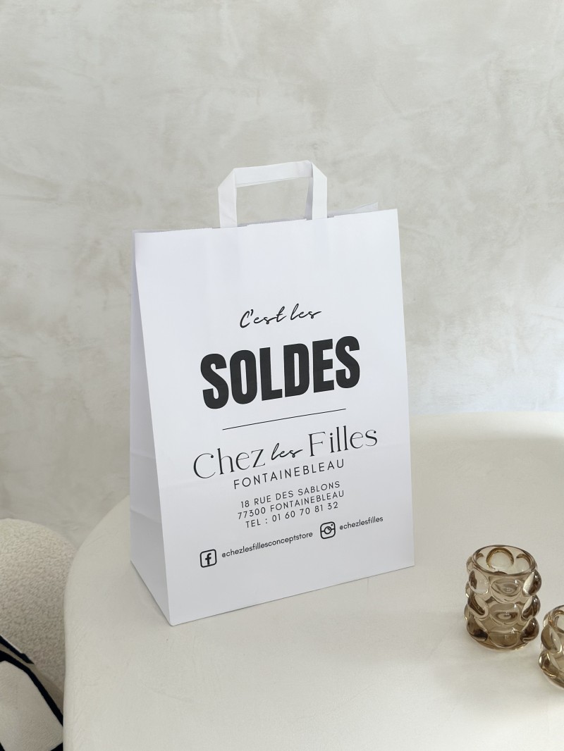 Flat Handle Bags – White L (32x16x44cm)