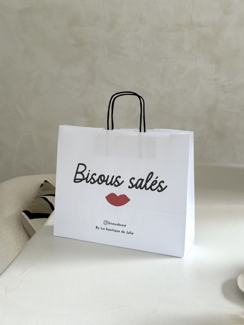 Black twisted handle bags - White M HORIZONTAL
