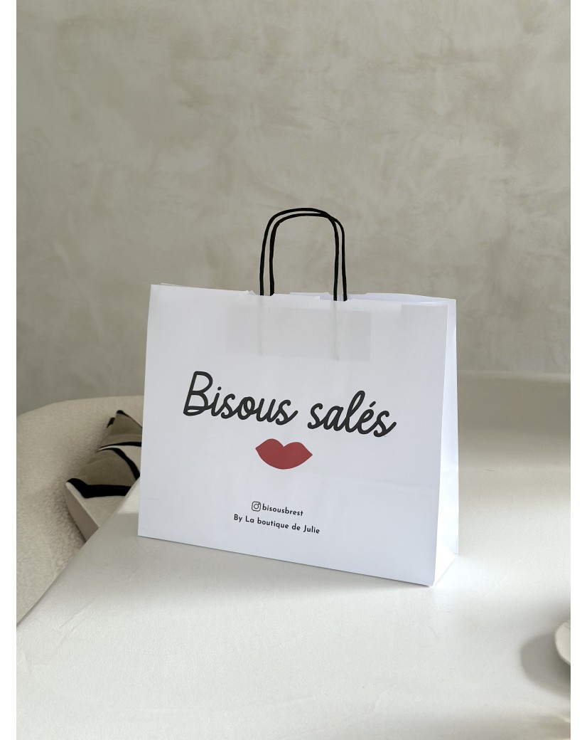 Black twisted handle bags - White M HORIZONTAL