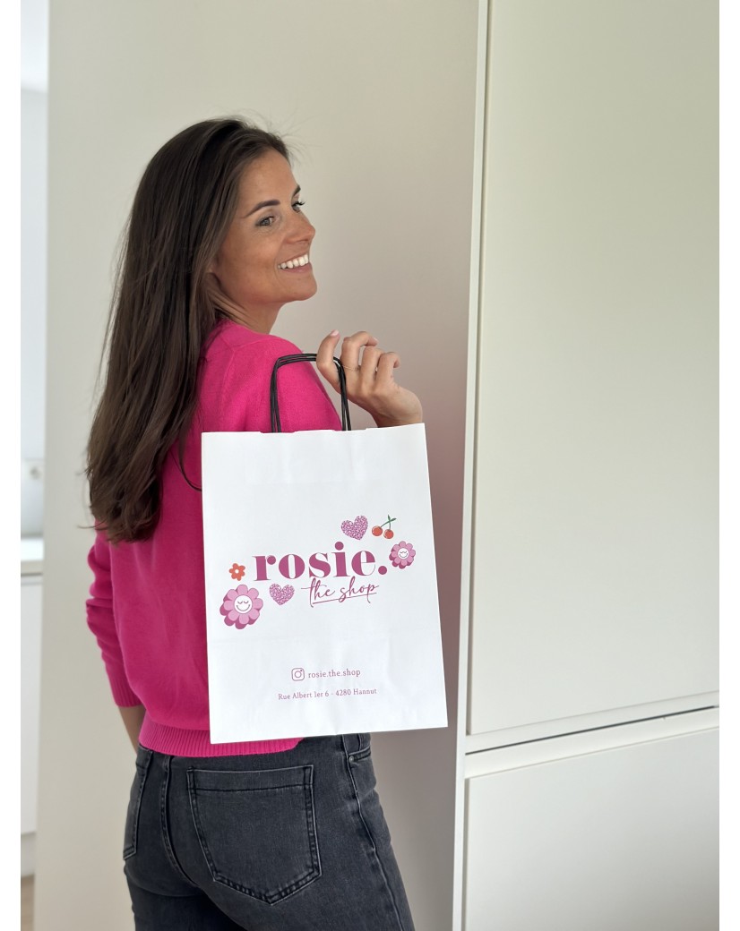 White Kraft Bag M – Black Handles & The Spotlight On Your Logo