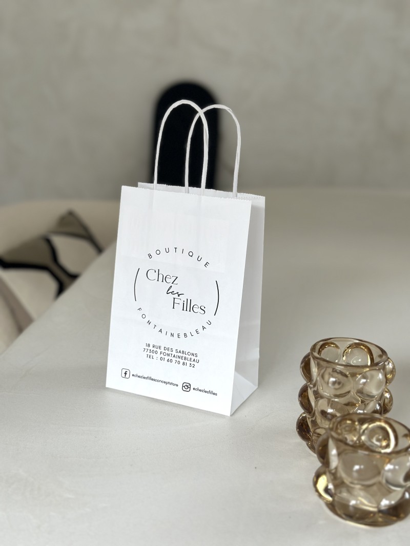 Taschen mit gedrehten Griffen – Weiß XS (14x8x21cm)