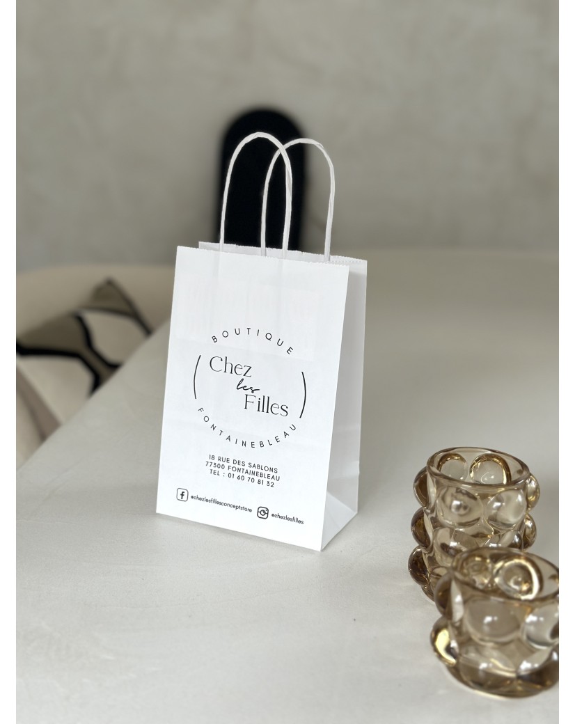 Taschen mit gedrehten Griffen – Weiß XS (14x8x21cm)