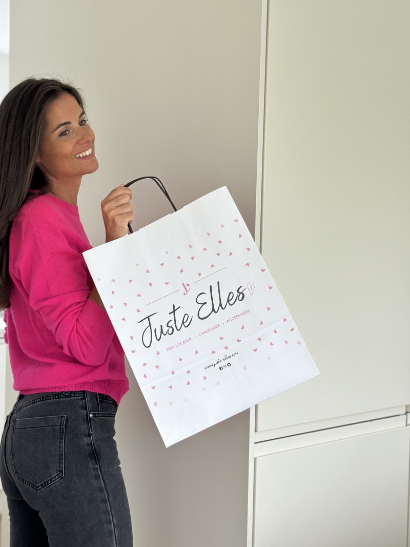 TAS MET ZWART GEDRAAID HANDVAT – WIT L VERTICAAL (32x12x4 1cm)