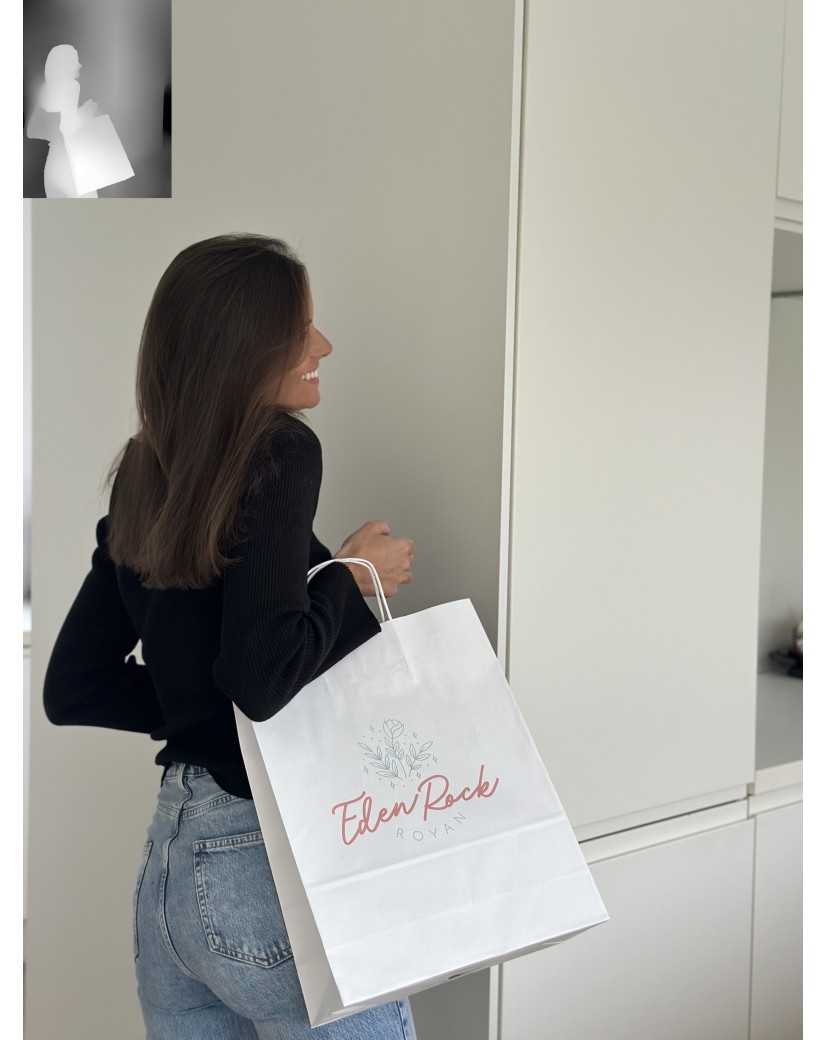 Twisted Handle Bags - White L VERTICAL (32x12x41cm)