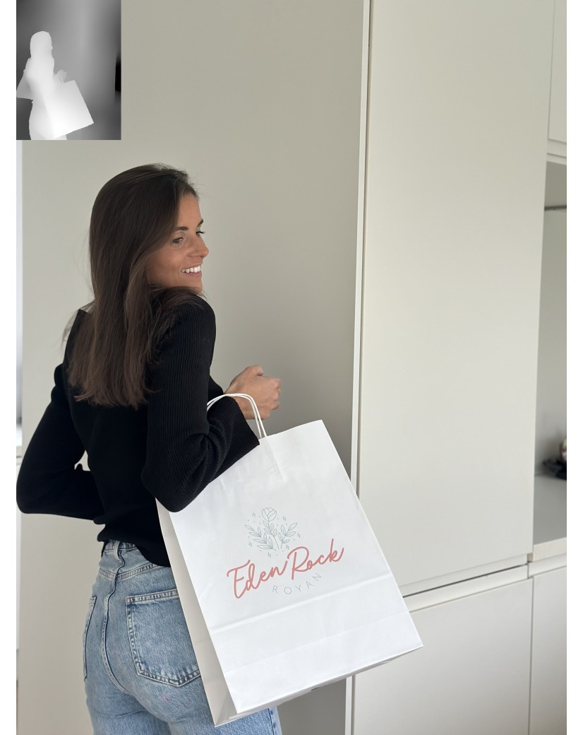 TAS MET GEDRAAID HANDVAT - WIT M VERTIKAAL (32x12x41cm)