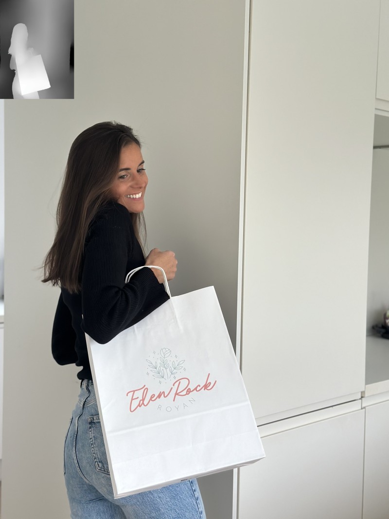 TAS MET GEDRAAID HANDVAT - WIT M VERTIKAAL (32x12x41cm)