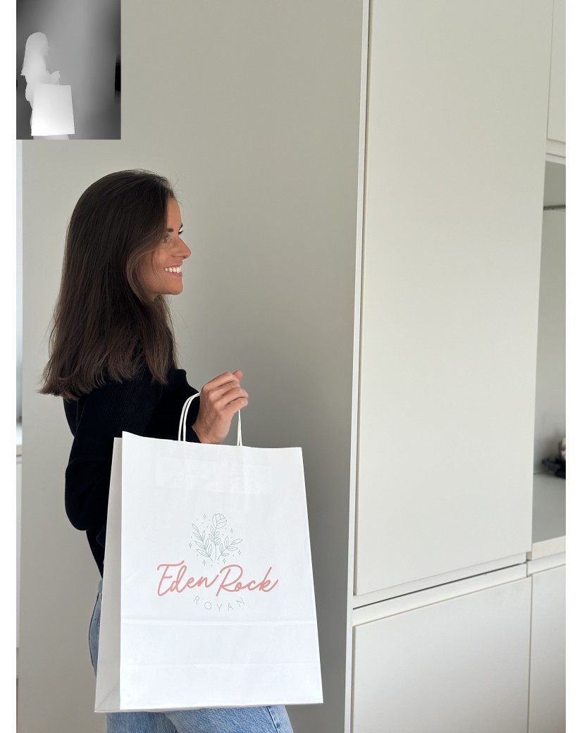 TAS MET GEDRAAID HANDVAT - WIT M VERTIKAAL (32x12x41cm)