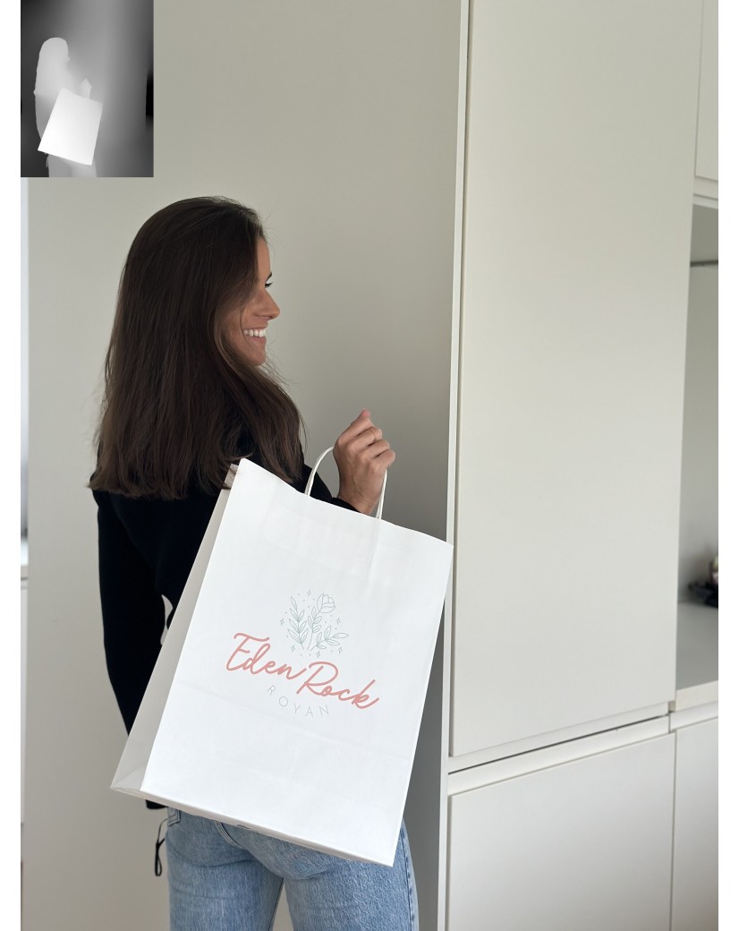 Twisted Handle Bags - White L VERTICAL (32x12x41cm)