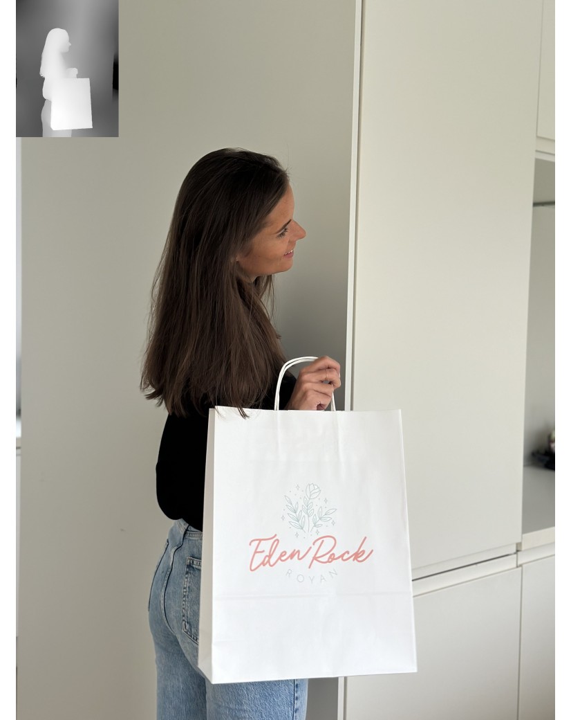 Twisted Handle Bags - White L VERTICAL (32x12x41cm)