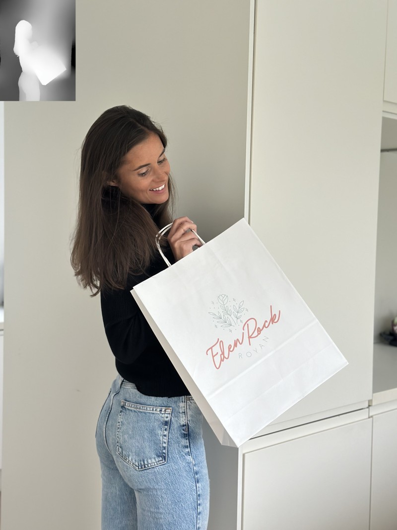 Twisted Handle Bags - White L VERTICAL (32x12x41cm)
