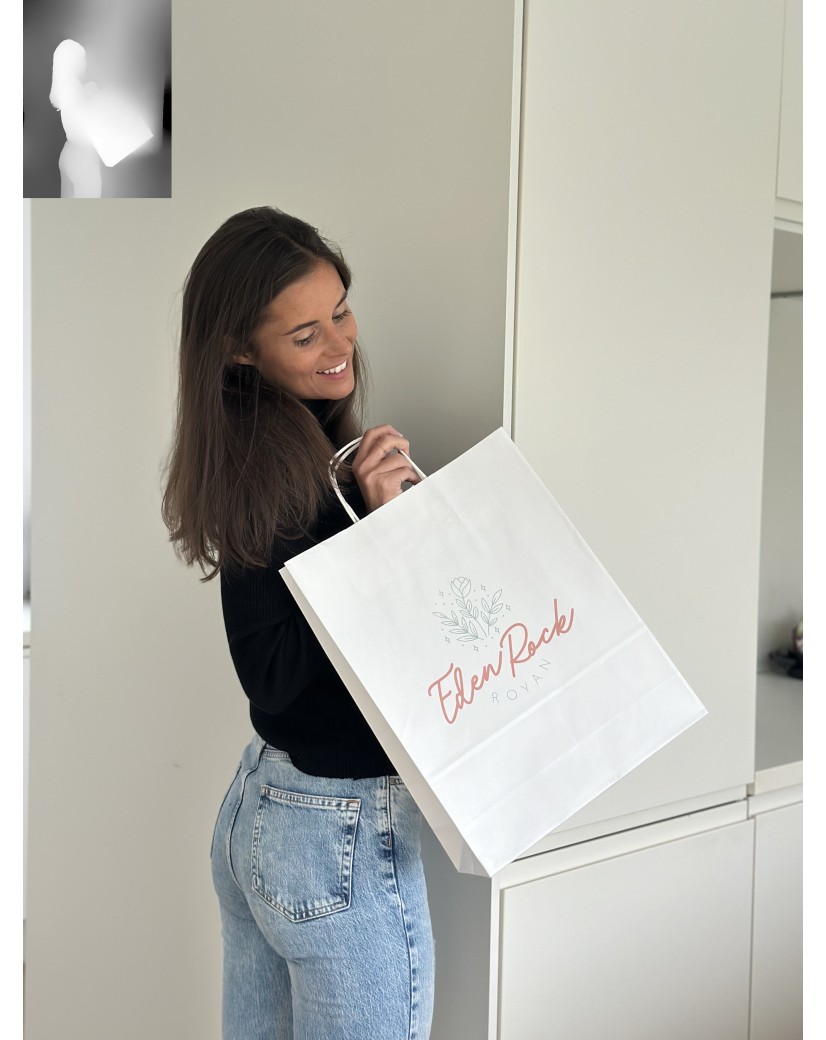 Twisted Handle Bags - White L VERTICAL (32x12x41cm)