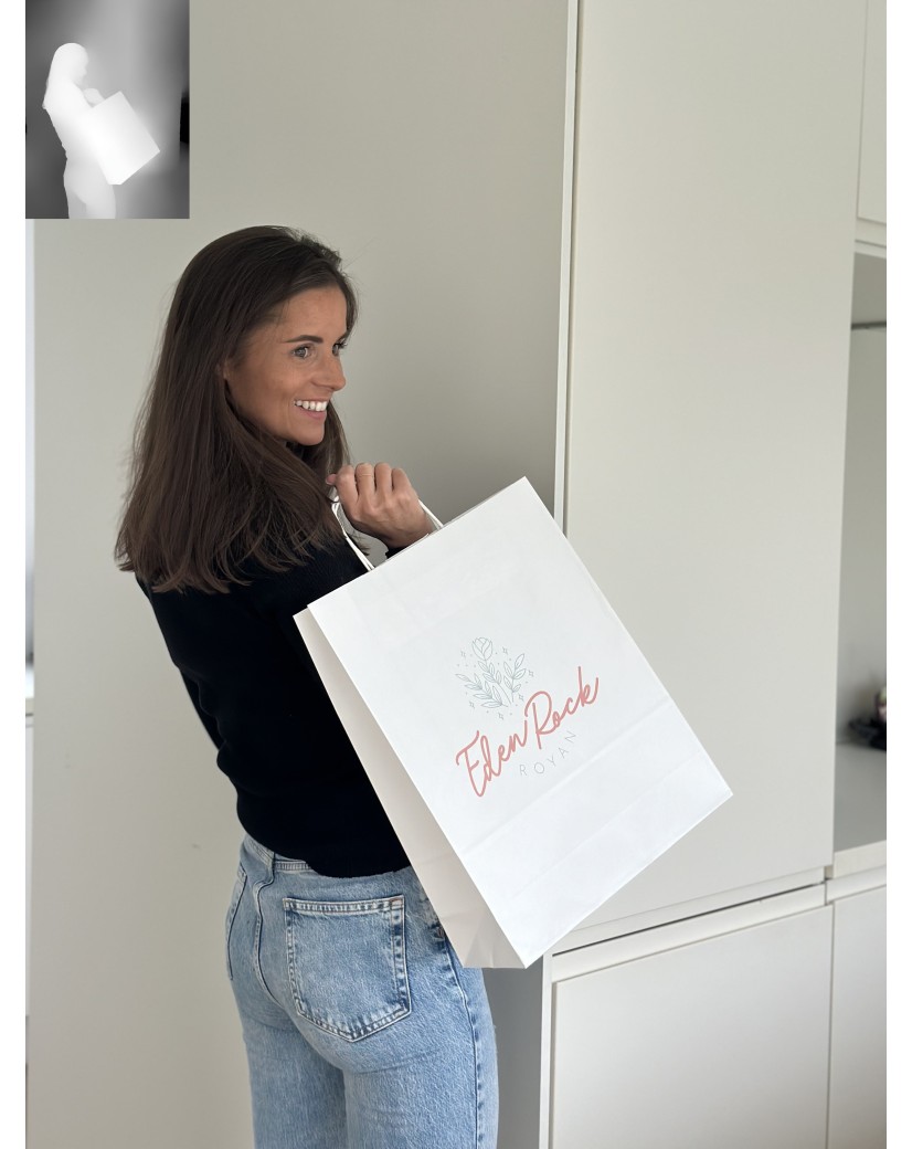 Twisted Handle Bags - White L VERTICAL (32x12x41cm)