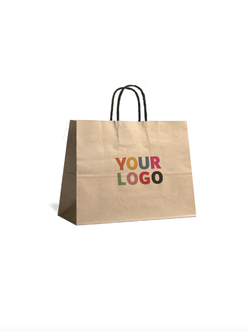 Kraft Bag M Horizontal Black Handles – Clean & Customizable
