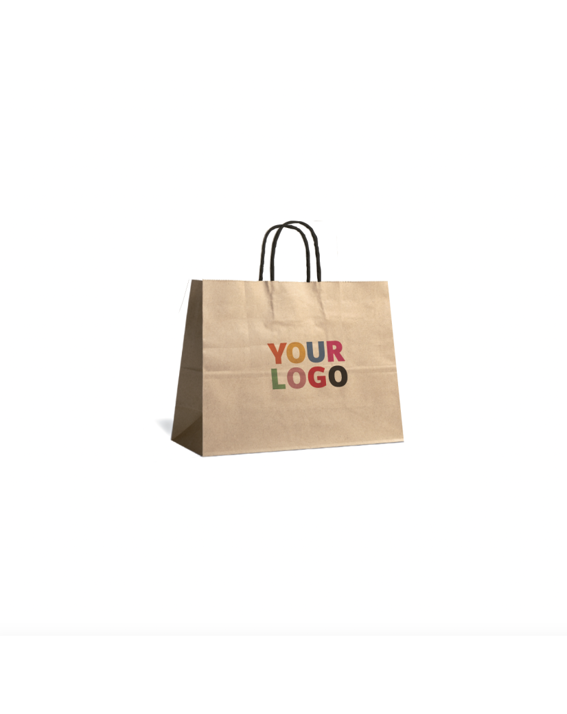 Kraft Bag M Horizontal Black Handles – Clean & Customizable