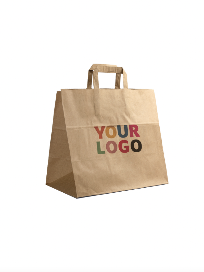 DRAAGTAS MET PLAT HANDVAT - KRAFT TAKEAWAY (32X21X33CM)