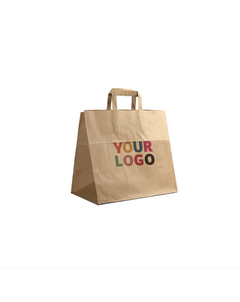 DRAAGTAS MET PLAT HANDVAT - KRAFT TAKEAWAY (32X21X33CM)