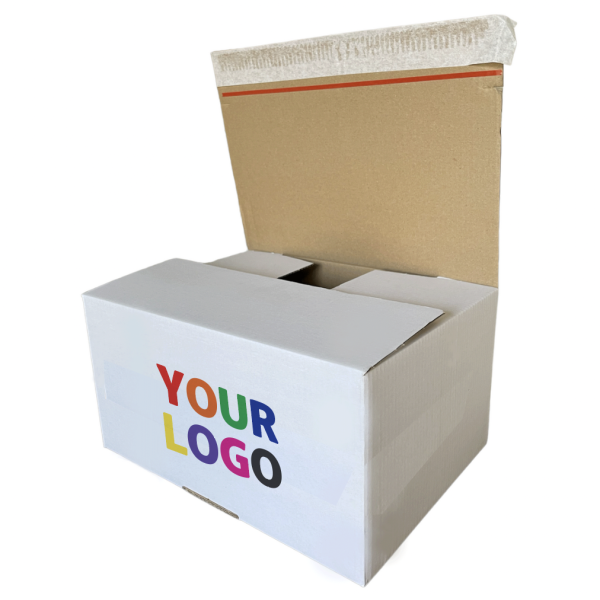 Shipping box with adhesive closure - White M