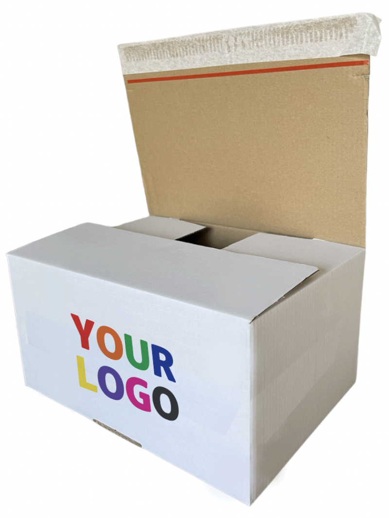 Shipping box with adhesive closure - White M