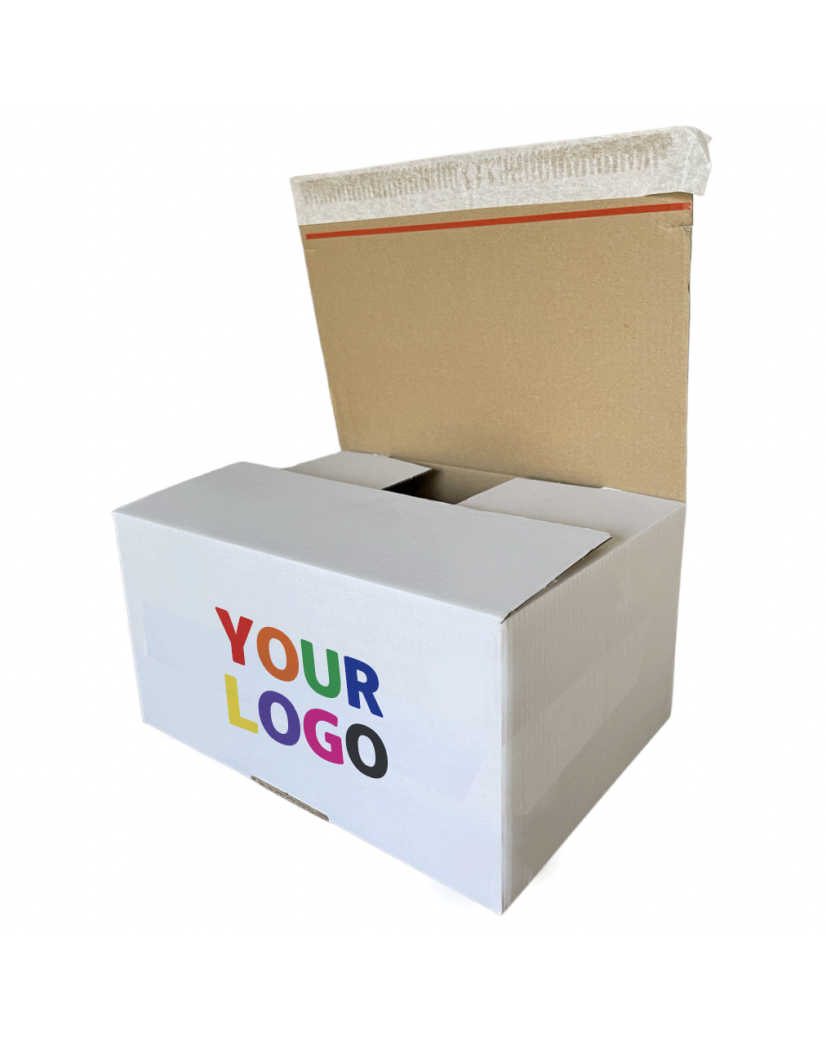 Shipping box with adhesive closure - White M