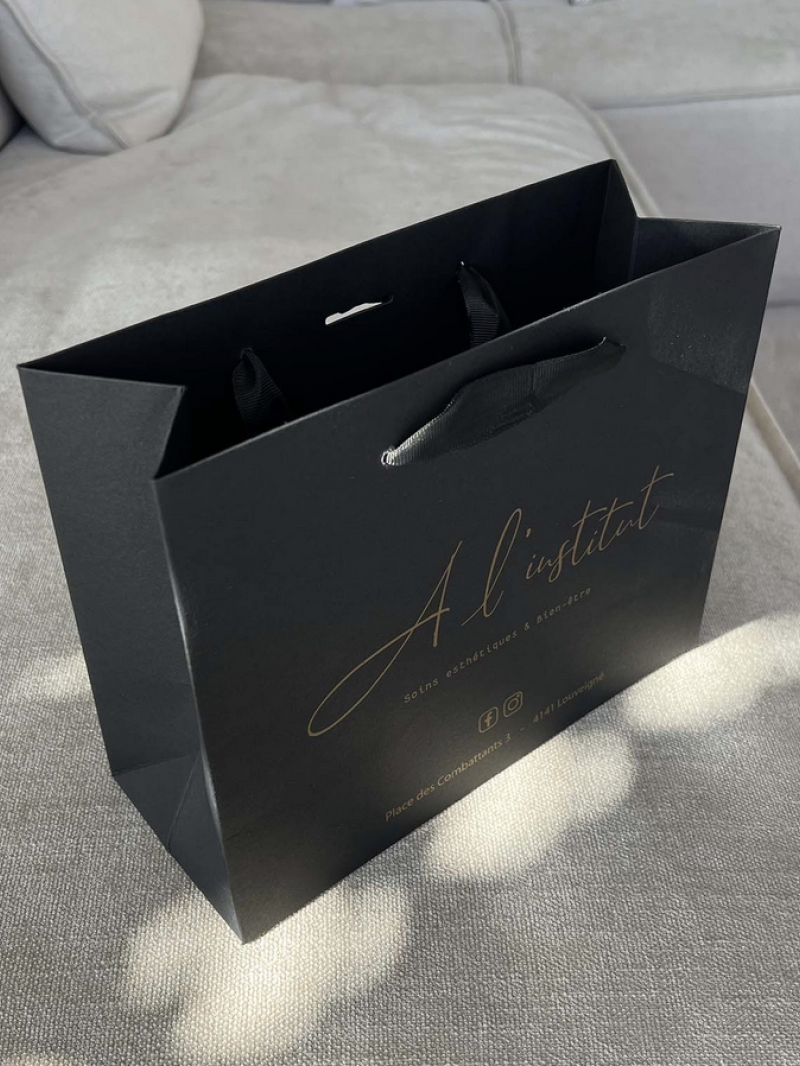 Luxus Papier Tasche – Schwarz – XS (16x8x16 cm)