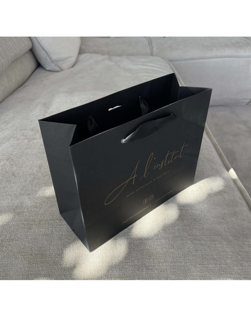 Luxus Papier Tasche – Schwarz – XS (16x8x16 cm)