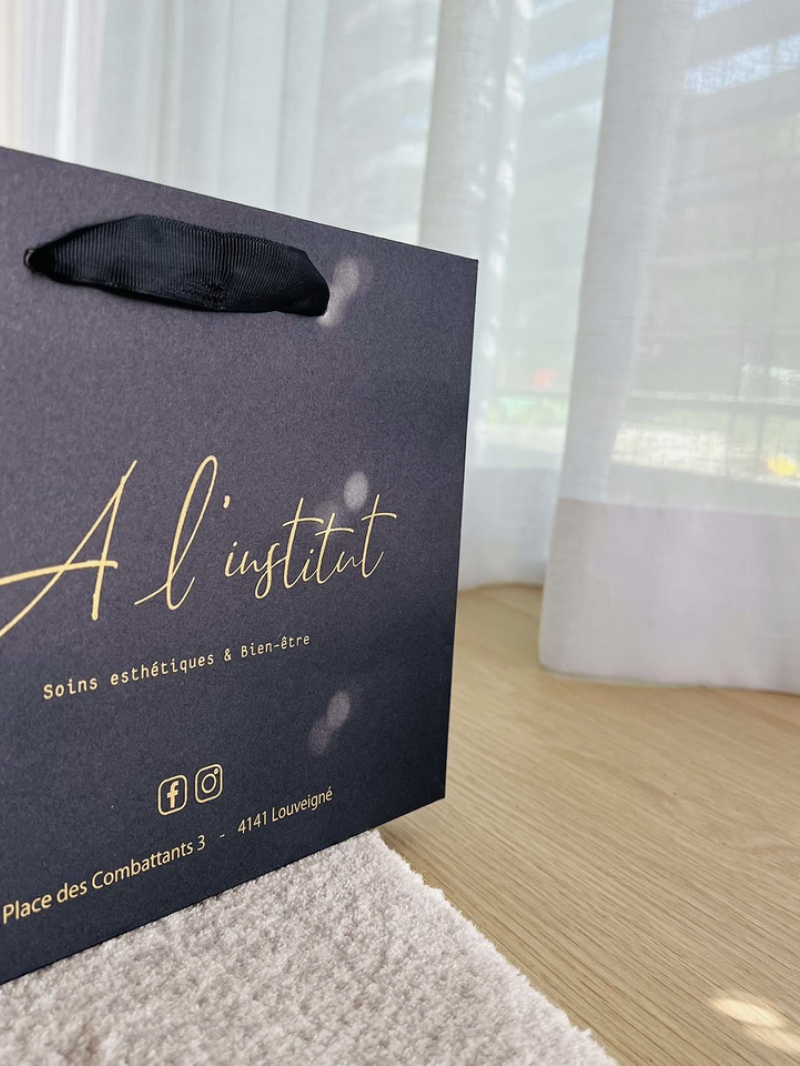 Luxe zwarte papieren tas - Handvat Zwart Lint - L (45x14x35 cm)