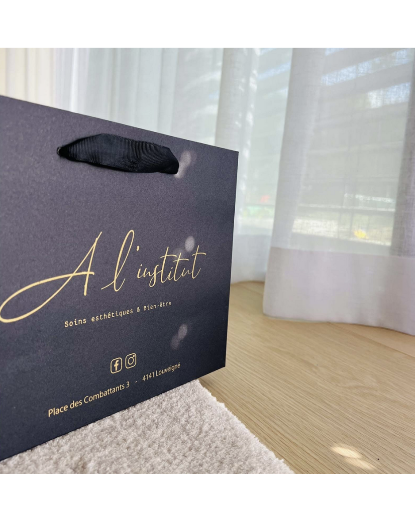 Luxe zwarte papieren tas - Handvat Zwart Lint - L (45x14x35 cm)
