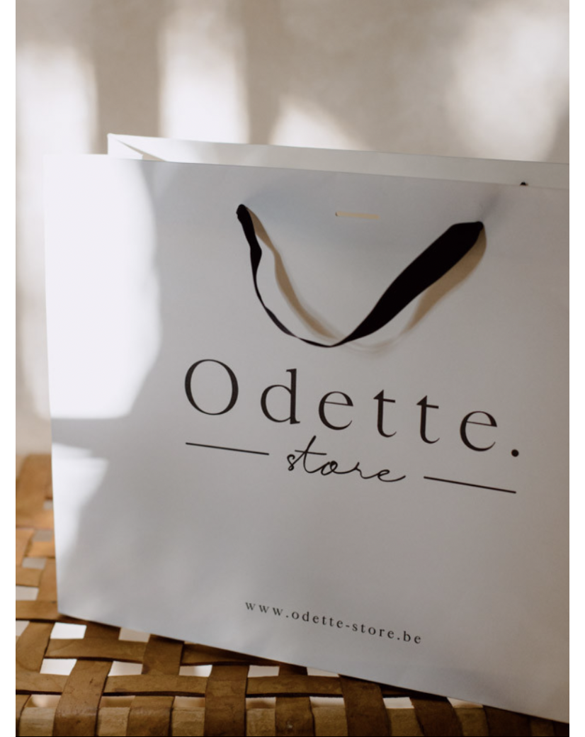 Luxe papieren tas - Handvat Zwart Lint - Wit M