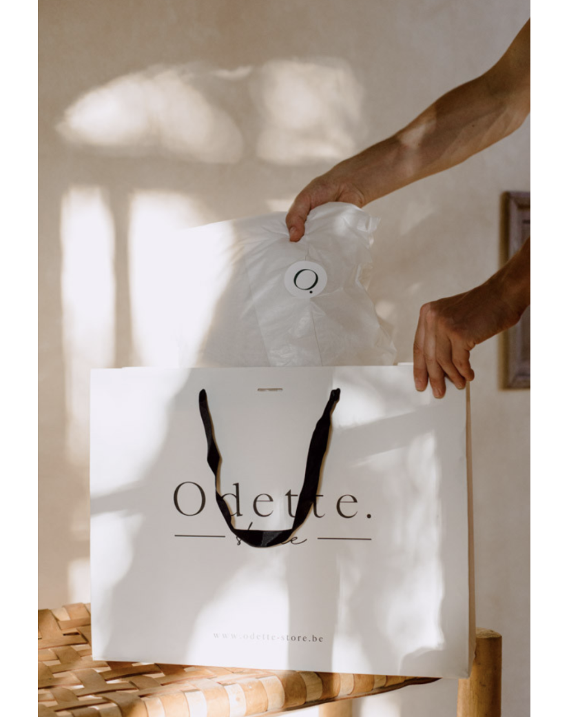 Luxe papieren tas - Handvat Zwart Lint - Wit M