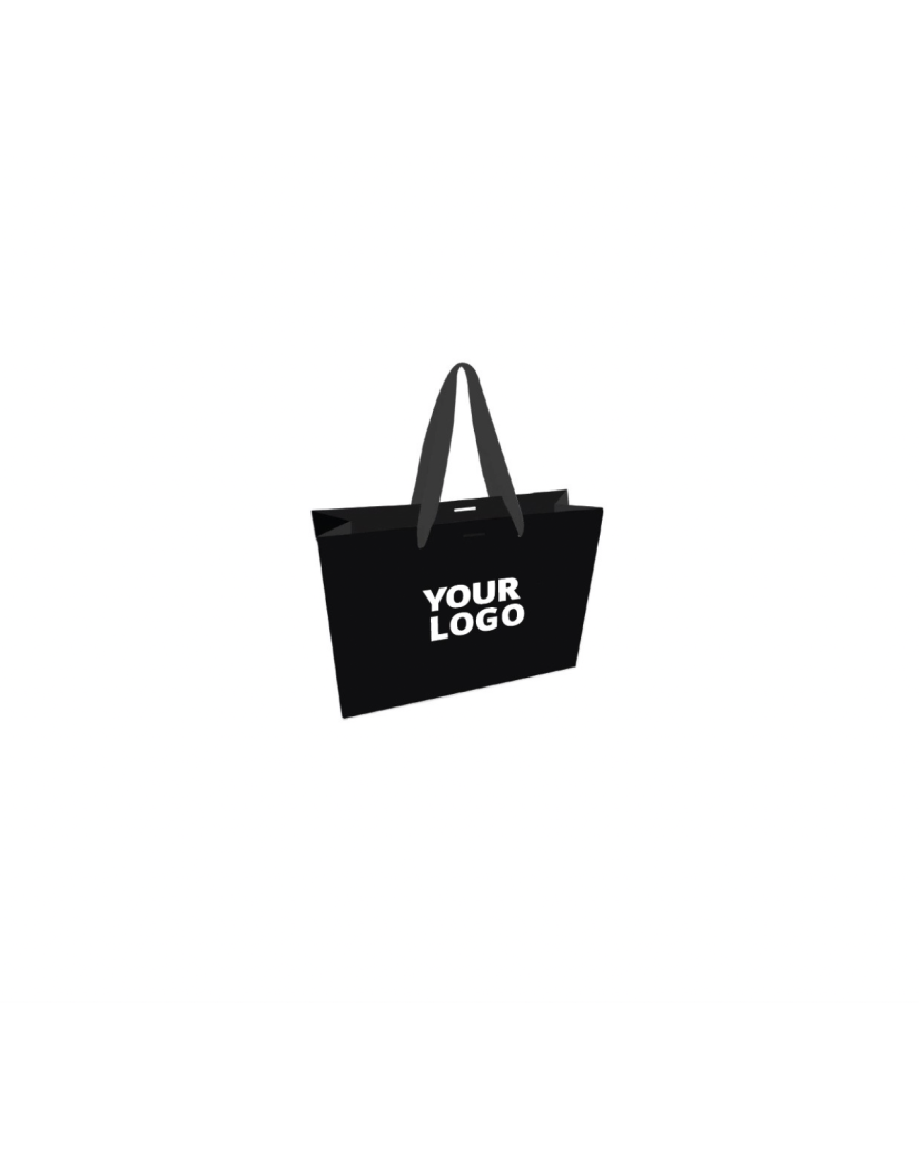 Luxe zwarte papieren tas - Handvat Zwart Lint - S (25x10x20 cm)