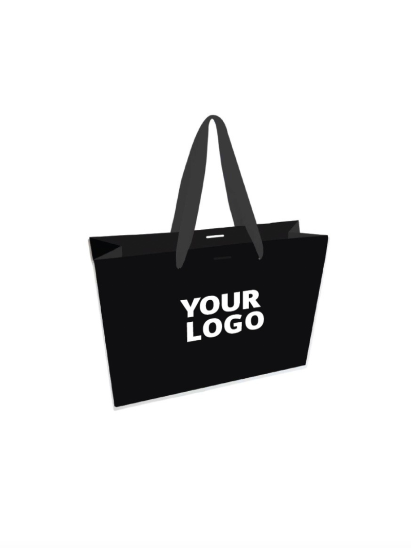 Luxus Papier Tasche – Schwarz – M (35x12x25 cm)