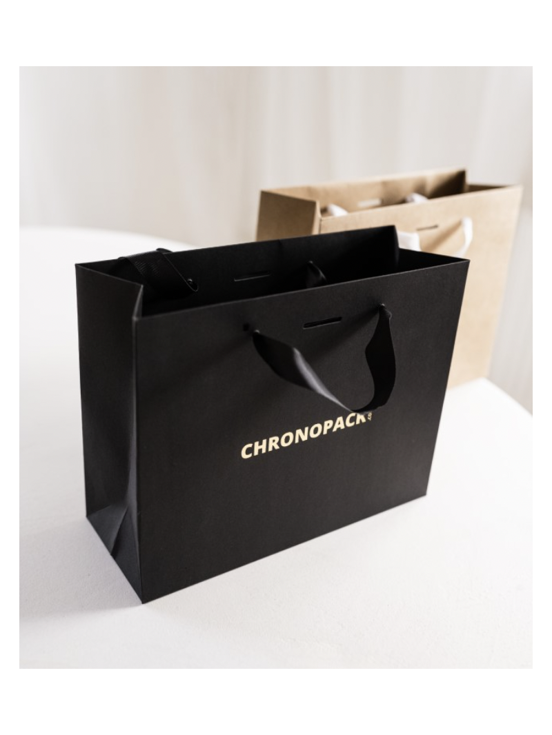Luxus Papier Tasche – Schwarz – XS (16x8x16 cm)
