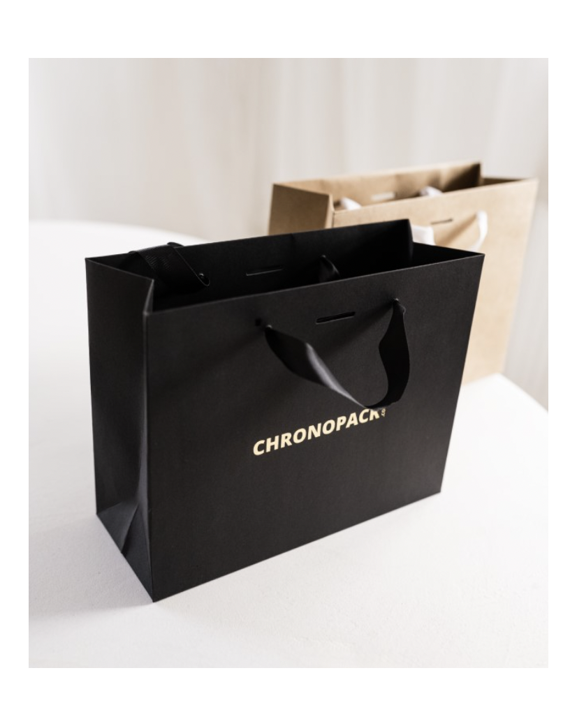 Luxus Papier Tasche – Schwarz – M (35x12x25 cm)