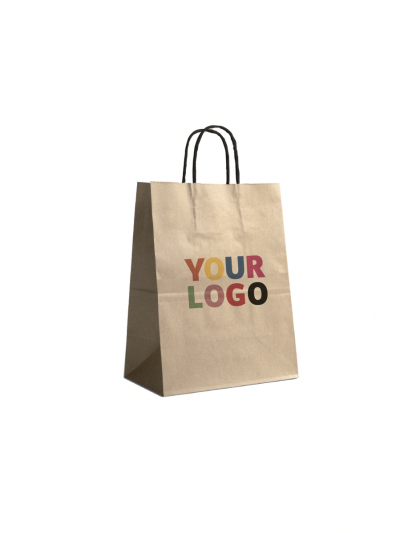 Kraft bag M black handles – Eco-friendly, customizable & ready to ship!