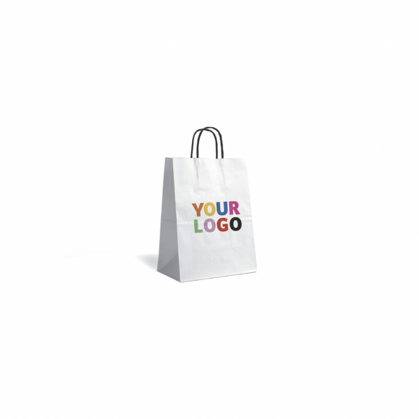 Black Twisted Handle Bags – White – S (18x8x22.5 cm)