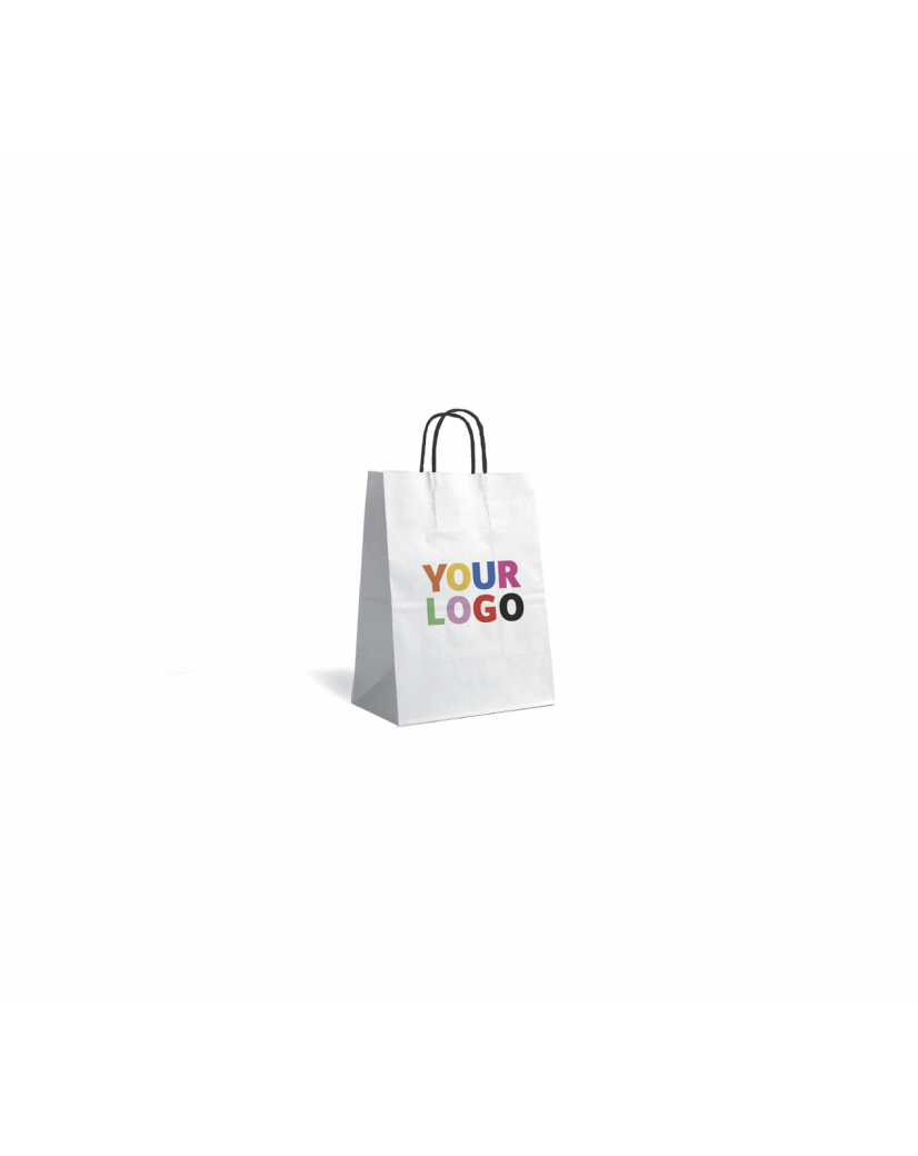 Bolsas con asas torsionadas negras – Blanco – S (18x8x22,5 cm)