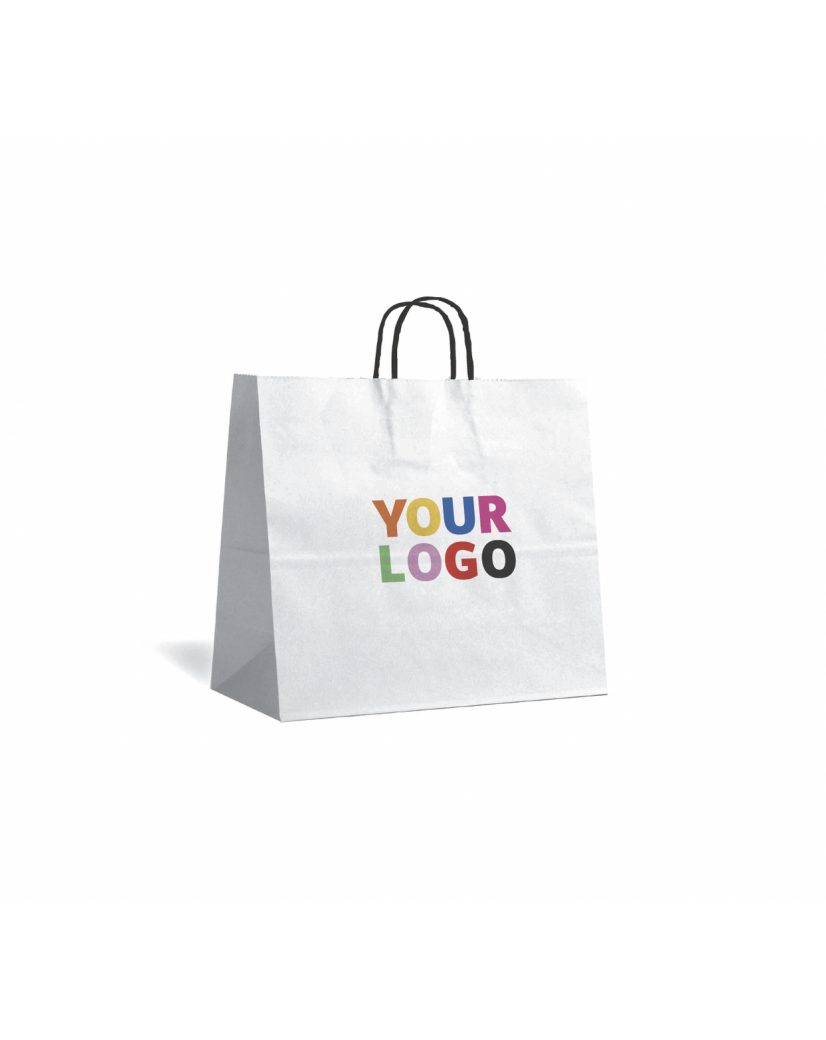 Black twisted handle bags - White M SQUARE (30,5x17x34cm)